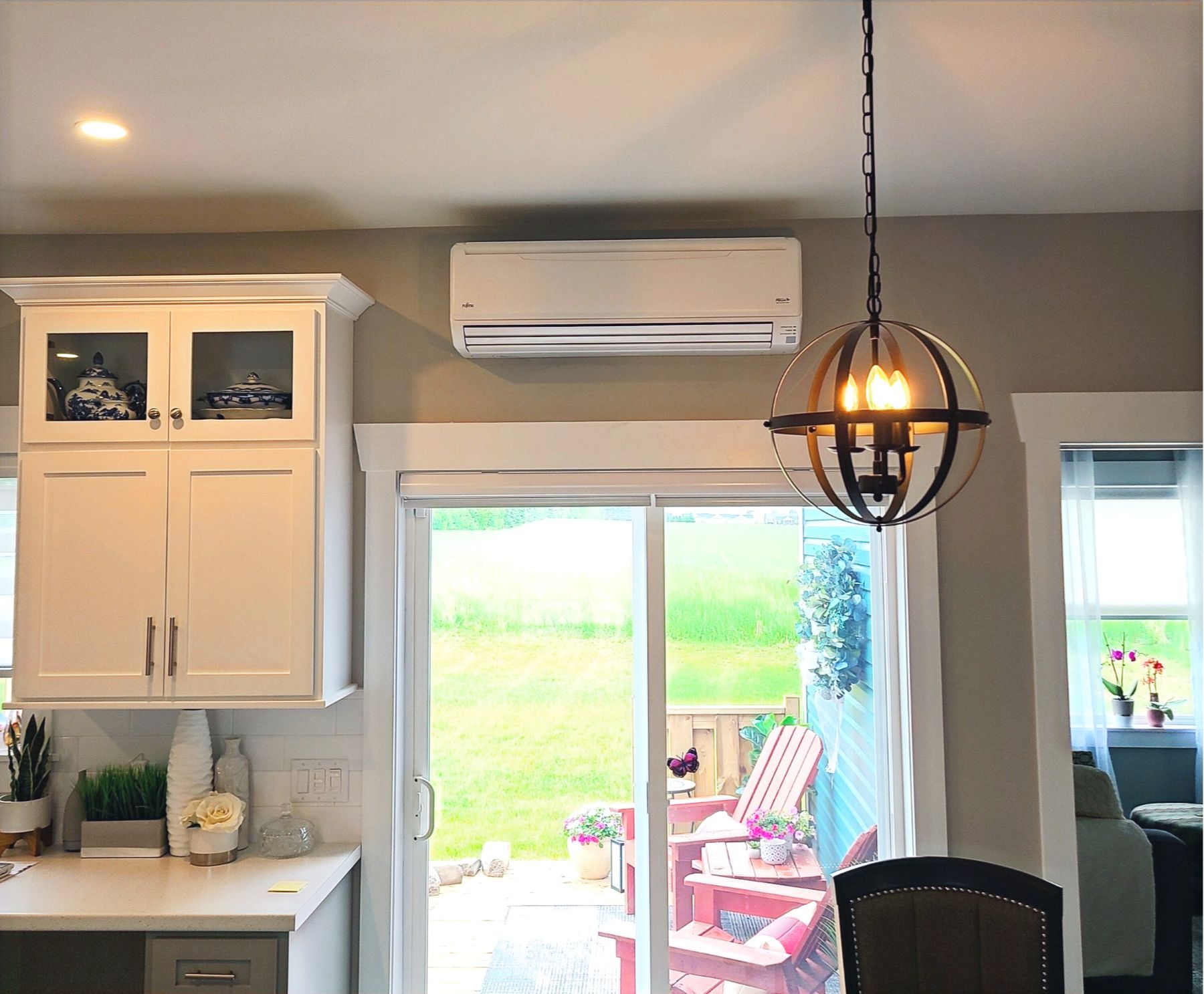 Wall-mount heat pump in a kitchen